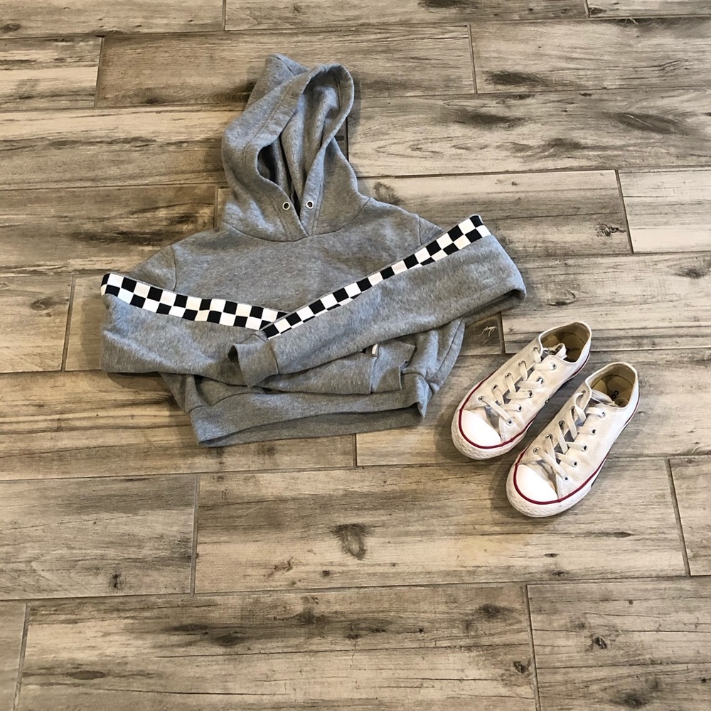 Cute checker crop hoodie
